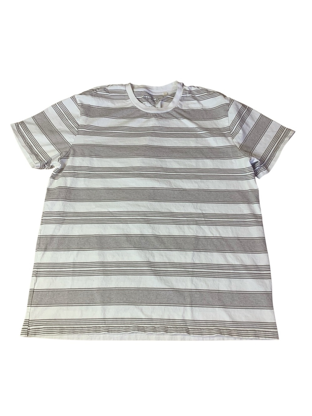 GUESS Los Angeles Men's XL Striped Crewneck T-Shirt Grey White Short Sleeve